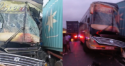 Photo showing the aftermath of the accident involving dreamline bus and the truck after accident. Photo/ Sholla Ard/ X