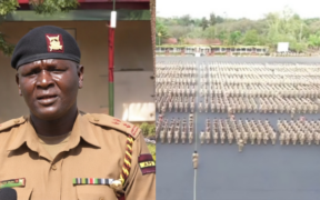 A collage photo of Superintendent of Police Abraham Kemboi of Administration Police Training College (APTC) speaks to officers on June 23, 2026 to operate strictly within the confines of the law and adhere to the professional training they had undergone and the parade he commanded on September 4, 2026 during the Administration Police Recruits Passing-Out Parade at Embakasi. PHOTO/NPS/ Screengrab.