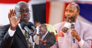 A collage photo of DCP Leader Rigathi Gachagua and Prophet Owuor during a Church Service with an insert of President William Ruto. PHOTO/ File