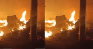 A photo showing a fire incident at kariobangi industries. PHOTO/ Screengrab