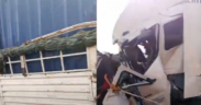 A collage photo of the collision of two trailers along the Nairobi-Mombasa Highway between Sultan Hamud and Salama in Makueni County on September 12, 2026. PHOTO/ Screengrab