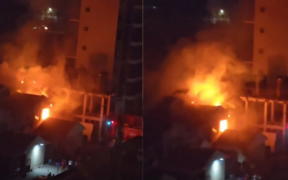 A photo collage of a fire incident reported at a house in Summerville Estate in Syokimau. PHOTO/ Screengrab