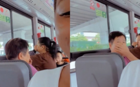 Photo collage showing Chinese locals covering their noses in a train Photo/Screen grab
