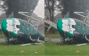 The helicopter that crashed at Kericho Golf Club PHOTO/X