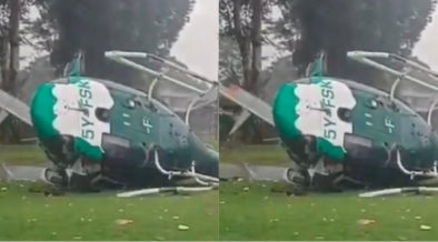 The helicopter that crashed at Kericho Golf Club PHOTO/X