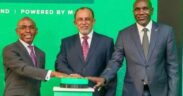 CEO Safaricom Peter Ndegwa (Left), Founder GulfCap Investment Bank Suleiman Shahbal (Middle) and Chairman of the Board of Directors Adil Khawaja (Right). PHOTO/ X