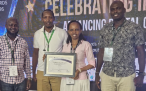 Photo of Agnes Mercy Wahome, CEO of the Kenya Universities and Colleges Central Placement Service (KUCCPS), joined by colleagues while holding a Certificate of Achievement at the Digital Transformation Public Sector (DTPS) Awards 2026. PHOTO/ KUCCPS X