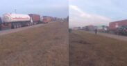 College Photo of Vehicles stuck in a traffic jam along the Nairobi-Mombasa Highway at Kapiti Plains. PHOTO/ SCREENGRAB