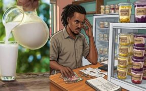 ose reviews his ledger as rising milk prices squeeze profits for his small yoghurt business in Nairobi. PHOTO/ Gemini